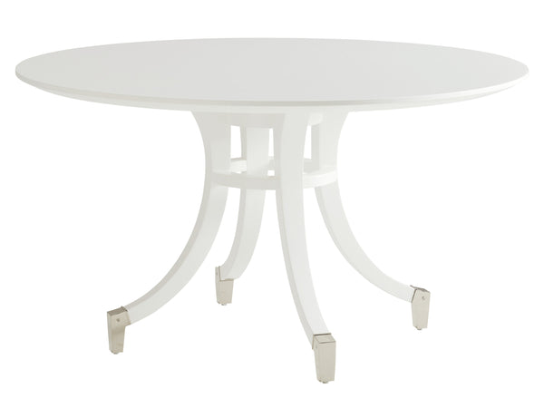 Lexington Lombard Round Dining Table - Modern Traditional Elegance With Polished Nickel Accents And Graceful Design Alabaster  415-875c