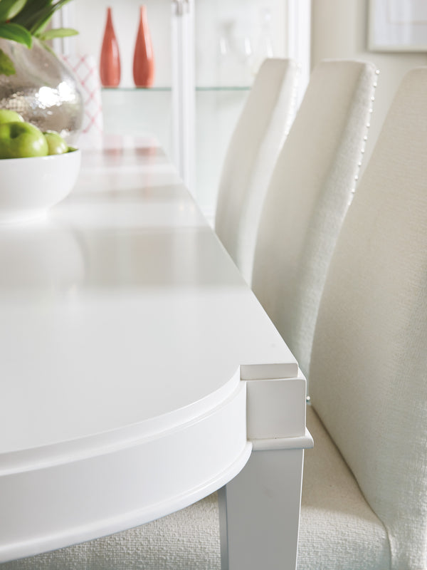 Lexington Vernon Hills Modern Rectangular Dining Table With Elegant Tapered Legs And Polished Nickel Ferrules Alabaster  415-877