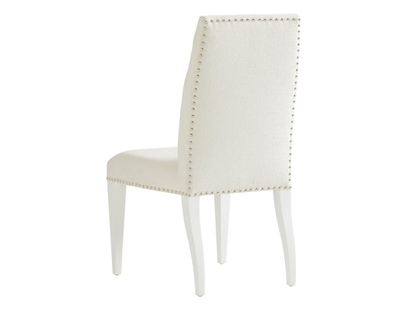 Lexington Darien Upholstered Dining Chair - Modern Elegance With Polished Nickel Trim And Chic White Fabric Alabaster  415-880-01