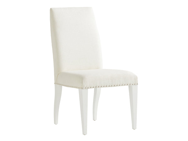 Lexington Darien Upholstered Dining Chair - Modern Elegance With Polished Nickel Trim And Chic White Fabric Alabaster  415-880-01