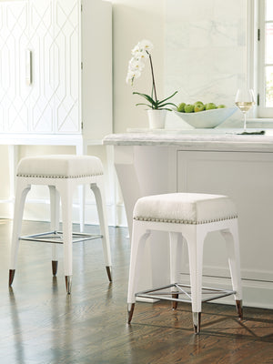 Lexington Northbrook Counter Stool - Modern Traditional Design With Polished Nickel Accents And Bright Fabrics Alabaster  415-895-01
