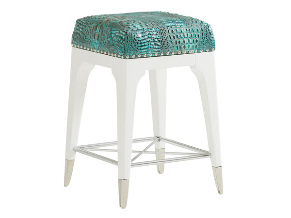 Lexington Northbrook Counter Stool - Modern Traditional Design With Polished Nickel Accents And Bright Fabrics Alabaster  415-895-40