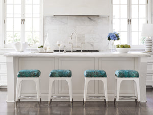 Lexington Northbrook Counter Stool - Modern Traditional Design With Polished Nickel Accents And Bright Fabrics Alabaster  415-895-40