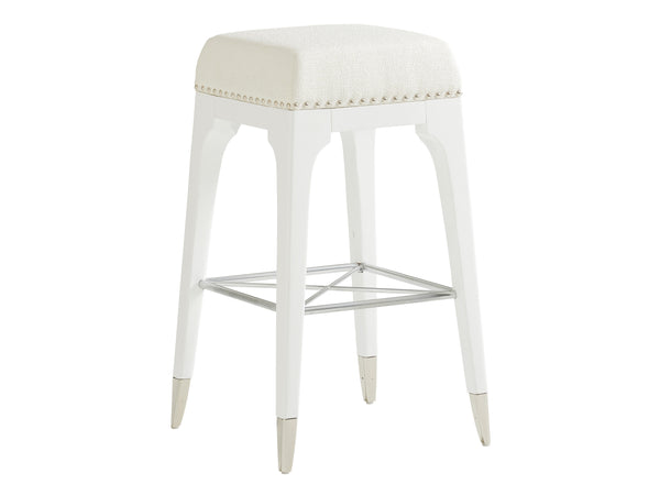 Lexington Northbrook Counter Stool - Modern Traditional Design With Polished Nickel Accents And Bright Fabrics Alabaster  415-896-01