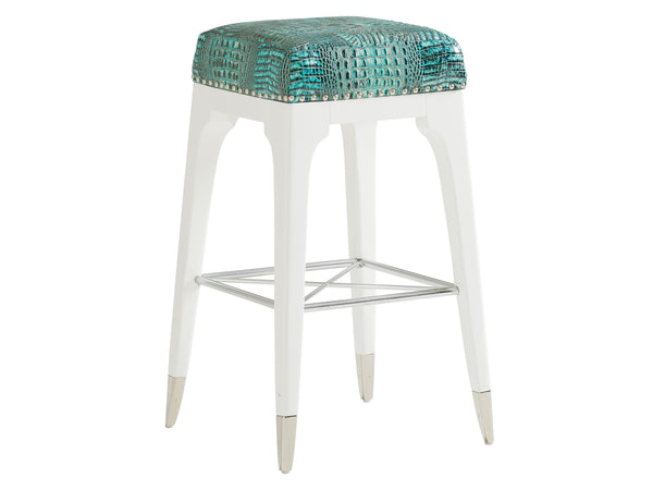 Lexington Northbrook Counter Stool - Modern Traditional Design With Polished Nickel Accents And Bright Fabrics Alabaster  415-896-40