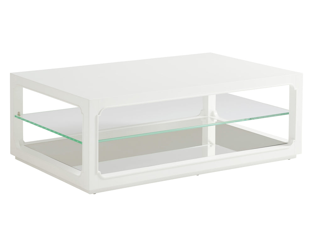 Lexington Glenwood Cocktail Table - Modern Transitional Style With Glass And Mirrored Shelves For Luxury Living Alabaster  415-943