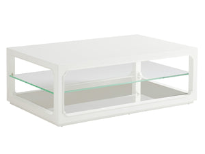 Lexington Glenwood Cocktail Table - Modern Transitional Style With Glass And Mirrored Shelves For Luxury Living Alabaster  415-943