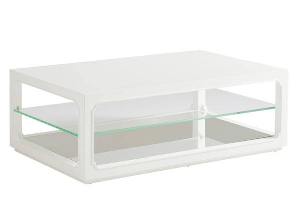 Lexington Glenwood Cocktail Table - Modern Transitional Style With Glass And Mirrored Shelves For Luxury Living Alabaster  415-943