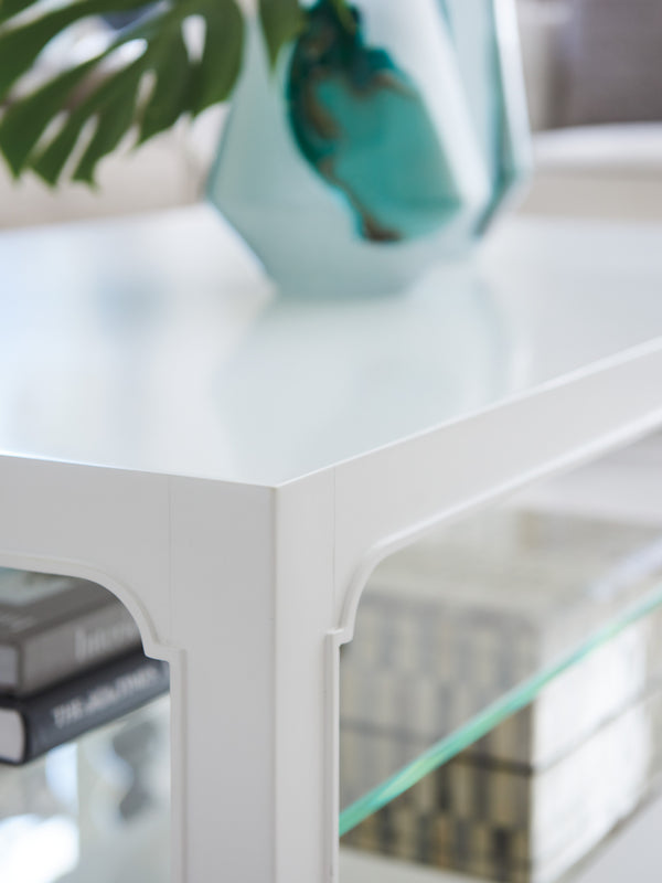 Lexington Glenwood Cocktail Table - Modern Transitional Style With Glass And Mirrored Shelves For Luxury Living Alabaster  415-943