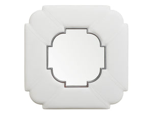 Lexington Clarendon Modern Cocktail Ottoman With Mirrored Tray, Elegant Faux Leather, And Stylish Nailhead Trim Alabaster  415-944