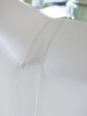 Lexington Clarendon Modern Cocktail Ottoman With Mirrored Tray, Elegant Faux Leather, And Stylish Nailhead Trim Alabaster  415-944