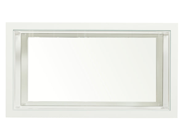 Lexington Riverdale Modern Cocktail Table With Glass Top, Mirrored Shelf, And Acrylic Legs For Stylish Living Alabaster  415-945