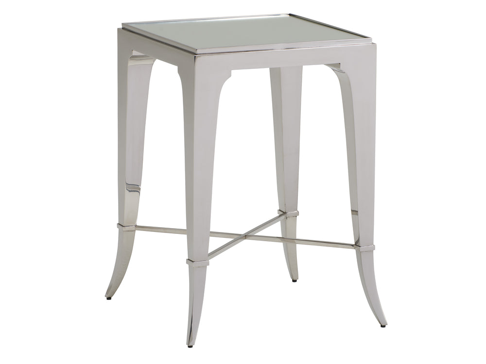Lexington Hoffman Modern Accent Table With Polished Stainless Steel Base And Mirrored Top For Stylish Interiors Alabaster  415-952