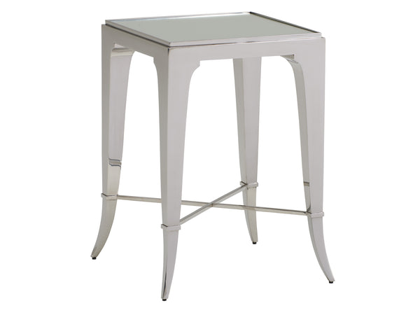 Lexington Hoffman Modern Accent Table With Polished Stainless Steel Base And Mirrored Top For Stylish Interiors Alabaster  415-952