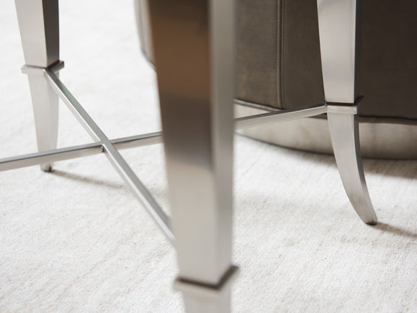 Lexington Hoffman Modern Accent Table With Polished Stainless Steel Base And Mirrored Top For Stylish Interiors Alabaster  415-952