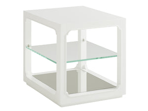 Lexington Glenwood End Table: Modern Transitional Design With Glass And Mirrored Shelves For Stylish Living Spaces Alabaster  415-953