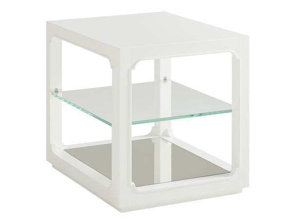 Lexington Glenwood End Table: Modern Transitional Design With Glass And Mirrored Shelves For Stylish Living Spaces Alabaster  415-953