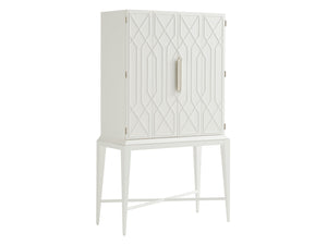 Lexington Elmhurst Bar - Modern Elegance With Geometric Fretwork, Led Lighting, Adjustable Shelves & Storage Alabaster  415-961c