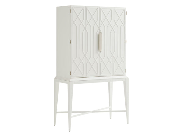 Lexington Elmhurst Bar - Modern Elegance With Geometric Fretwork, Led Lighting, Adjustable Shelves & Storage Alabaster  415-961c