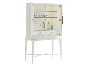 Lexington Elmhurst Bar - Modern Elegance With Geometric Fretwork, Led Lighting, Adjustable Shelves & Storage Alabaster  415-961c