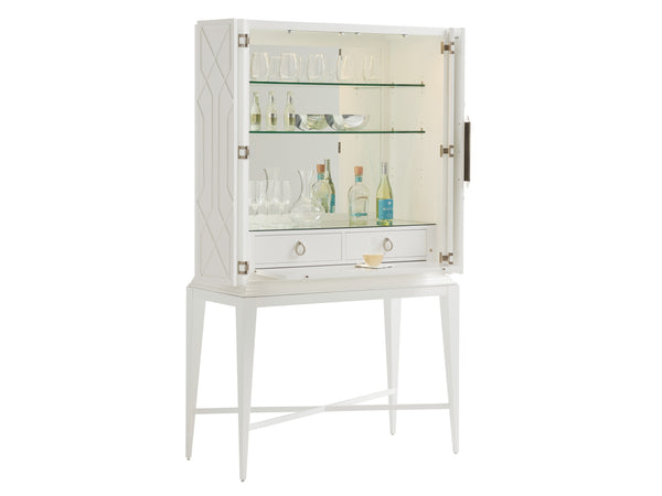 Lexington Elmhurst Bar - Modern Elegance With Geometric Fretwork, Led Lighting, Adjustable Shelves & Storage Alabaster  415-961c