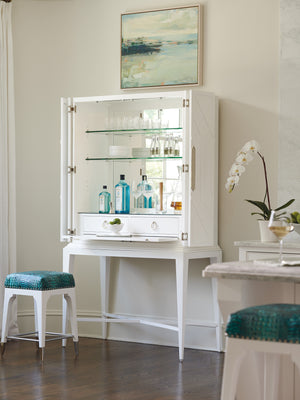 Lexington Elmhurst Bar - Modern Elegance With Geometric Fretwork, Led Lighting, Adjustable Shelves & Storage Alabaster  415-961c