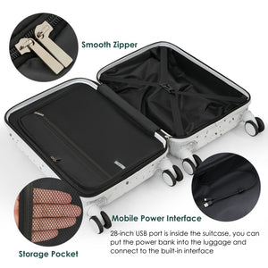 English Elm Luggage Hard Shell 3 Piece Set with Usb Port Spinner Wheels and Front Access Panel Ivory N726P197969W