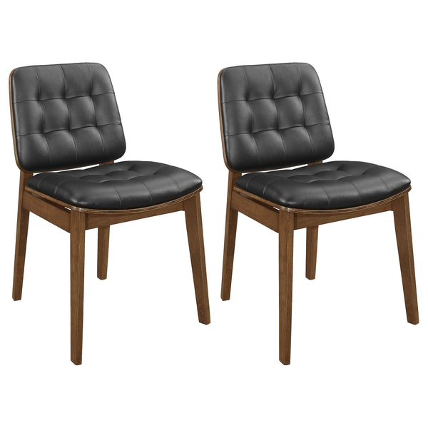 English Elm 2pc Mid-century Dining Side Chairs with Foam Padded Seats and Spindle Back in Neutral Wheat Upholstery Black,Walnut Brown 35.83 L x 26.38 W x 9.85 H B011P301362