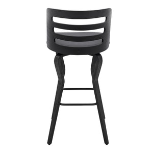 English Elm Lusera 30" Swivel Bar Stool - Gray Faux Leather With Black Wood Base For Modern Comfort & Style B2736P268537