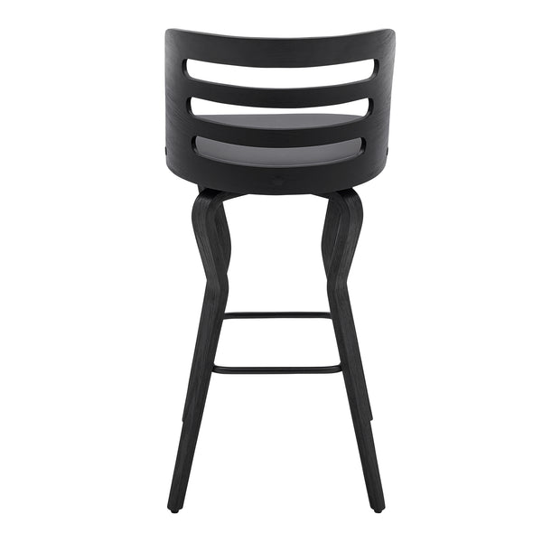English Elm Lusera 30" Swivel Bar Stool - Gray Faux Leather With Black Wood Base For Modern Comfort & Style B2736P268537