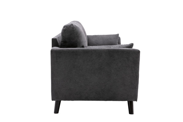 English Elm Damiano Three Seat Woven Fabric Sofa with Solid Wood Legs for Modern Living Rooms Gray B2749S00153