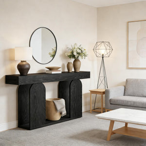 English Elm Coffee Console Table Industrial Metal Frame Vintage Wood Grain 2 Tier Entryway Sofa T3971P447586