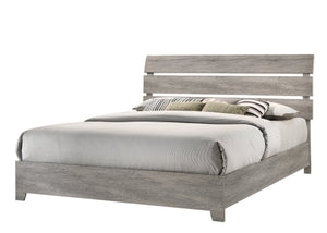 English Elm 1Pc King Platform Bed With Curved Headboard, Rustic Weathered Gray Finish For Modern Bedrooms B2741S00401