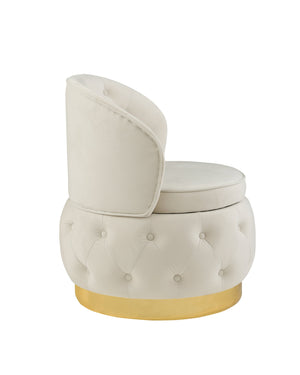 English Elm 360 Degree Swivel Cuddle Barrel Accent Storage Chairs Plush Velvet Round Armchair with Hidden Storage and Luxurious Comfort Beige W1420P198930