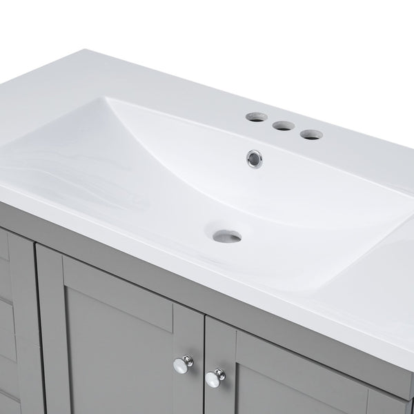 English Elm 72-inch Shaker Double Bathroom Vanity Gray Mdf with Resin Basins and Soft Close Storage N729P000029E