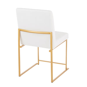 English Elm High Back Fuji Dining Chairs In Plush White Velvet & Sleek Gold Frame - Set Of 2 For Modern Glamour B202P223545