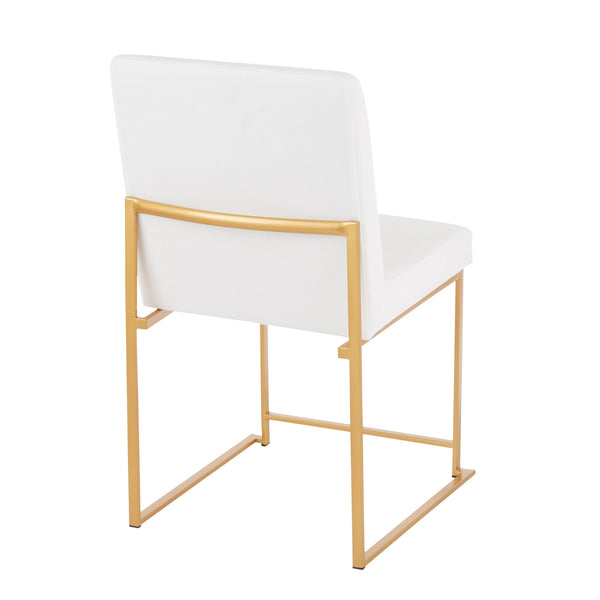 English Elm High Back Fuji Dining Chairs In Plush White Velvet & Sleek Gold Frame - Set Of 2 For Modern Glamour B202P223545