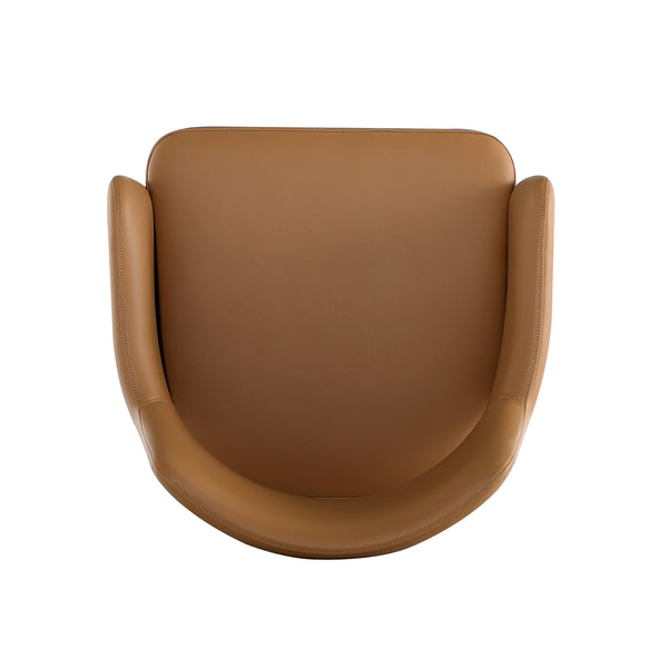 English Elm Tremont Metal Vegan Leather Armchair with Sleek Black Steel Frame, High-Density Foam Comfort Brown B365P397733