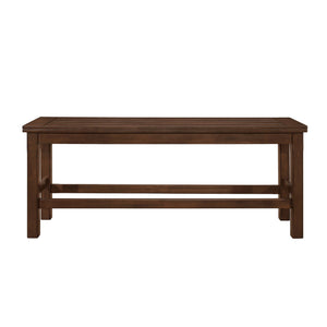 English Elm Dark Burnished Brown Counter Height Bench 64" Seat, Transitional Wooden Dining Bench with Storage Accent B011P191864