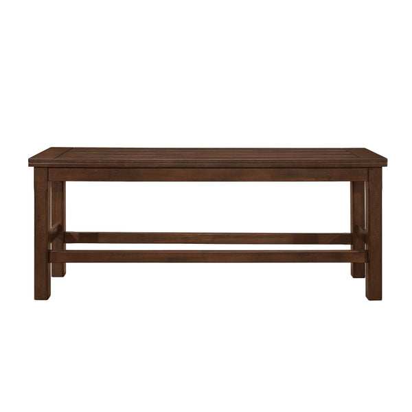 English Elm Dark Burnished Brown Counter Height Bench 64" Seat, Transitional Wooden Dining Bench with Storage Accent B011P191864