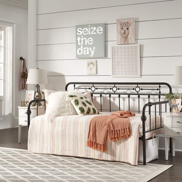 Reeve Iron Spindle Daybed with Antique Bronze Finish for Elegant Guest Rooms