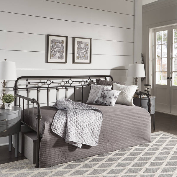 Reeve Iron Spindle Daybed with Antique Bronze Finish for Elegant Guest Rooms