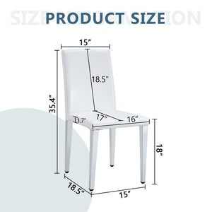 English Elm Two Pu Leather Dining Chairs Glossy White Shell Silver Metal Legs Modern Set W1151P360537