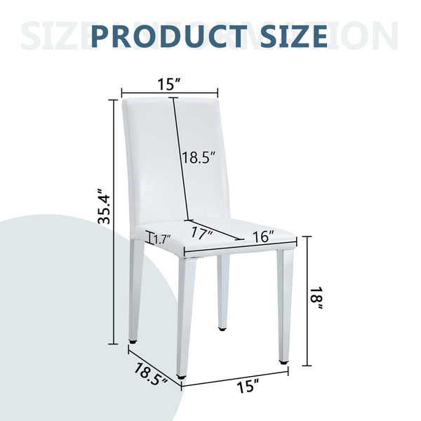 English Elm Two Pu Leather Dining Chairs Glossy White Shell Silver Metal Legs Modern Set W1151P360537