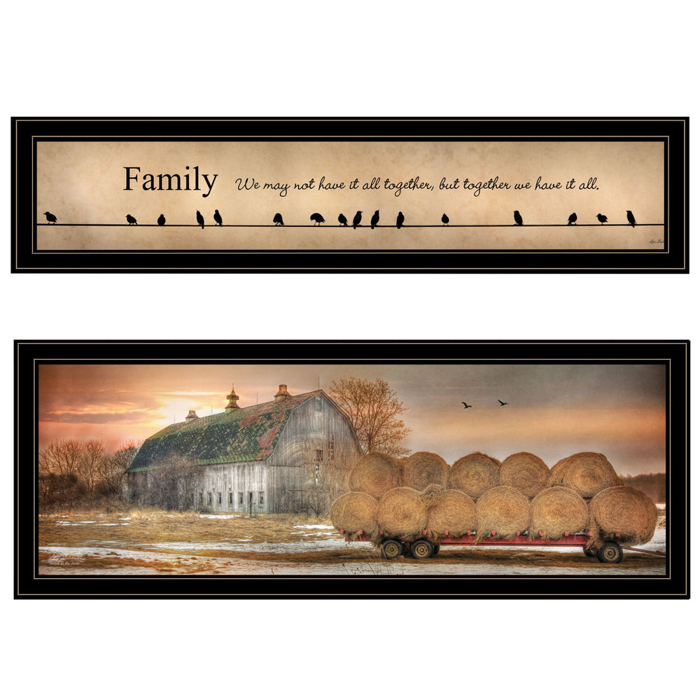 Homeroots Set Of Two Together Blessed Black Framed Print Wall Art  Wood Print On Paper 416029