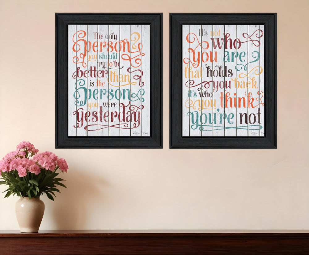 Homeroots Set Of Two The Only Person Black Framed Print Wall Art  Wood Print On Paper 416032
