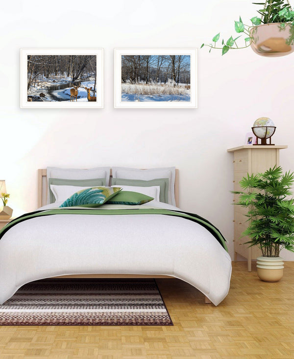 Homeroots Set Of Two Great Outdoors Nature Or Winter Forest 2 White Framed Print Wall Art  Wood Print On Paper 416033