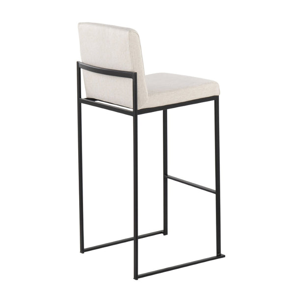 English Elm Contemporary High Back Upholstered Barstool Set with Black Steel Frame for Kitchen B202P222182