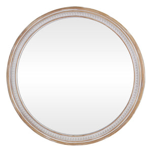 English Elm 30" Solid Wood Round Farmhouse Mirror Rustic Boho Accent for Bathroom or Entryway W2263P446640