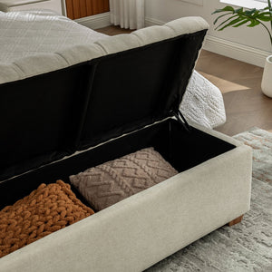 English Elm 60.2'' Chenille Tufted Flip Top Storage Bench with Rubberwood Legs for Bedroom W3118P462293